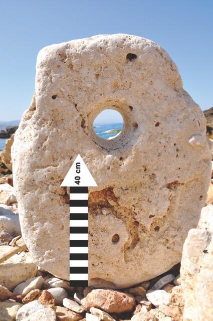 Antique Stone Anchor found in the outer harbor basin of ancient Byblos - Jbeil, newly located at the southern foot of the ancient City